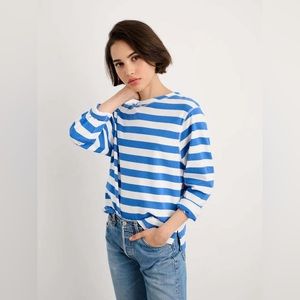 Alex Mill Lakeside Tee in Bold Stripe - Natural Blue/Natural